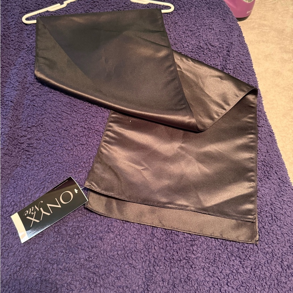 Onyx Black Satin Shawl